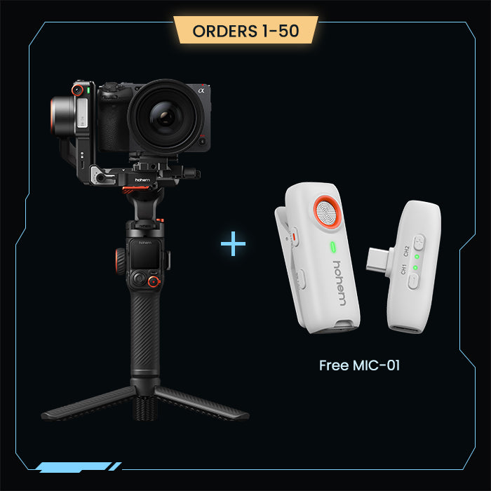 Hohem iSteady MT3 Pro AI camera gimbal with free MIC-01 wireless microphone for pre-orders 1 to 50
