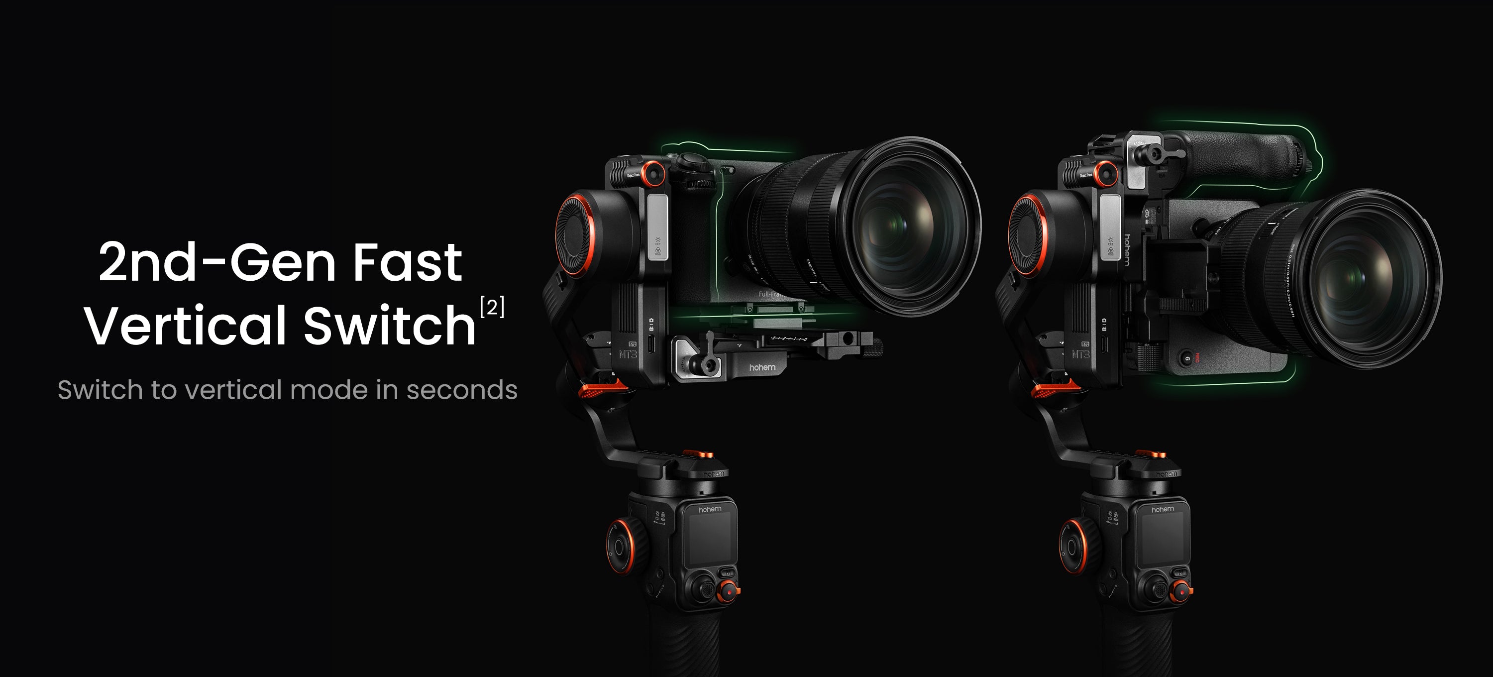 Hohem iSteady MT3 Pro camera gimbal switching quickly between horizontal and vertical shooting modes