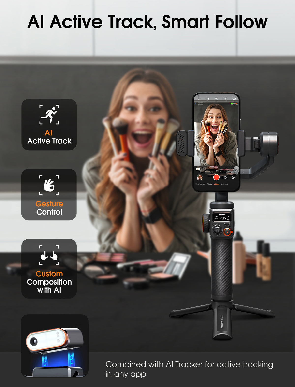Hohem M6 AI Gimbal – Smart AI Tracking Camera Stabilizer