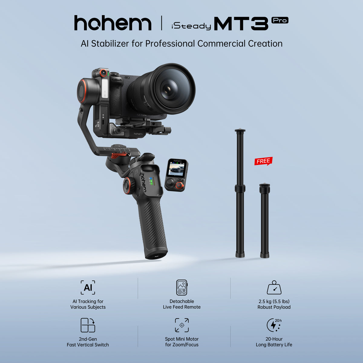 Hohem iSteady MT3 Pro Kit | AI Camera Gimbal Stabilizer