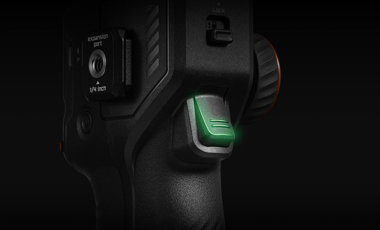 Button control and grip detail on Hohem iSteady MT3 Pro camera gimbal handle
