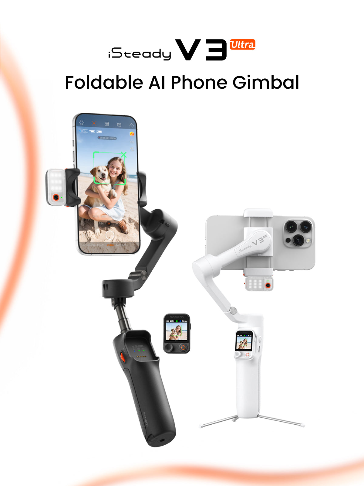 Smartphone & Action Camera Gimbal with AI Stabilization