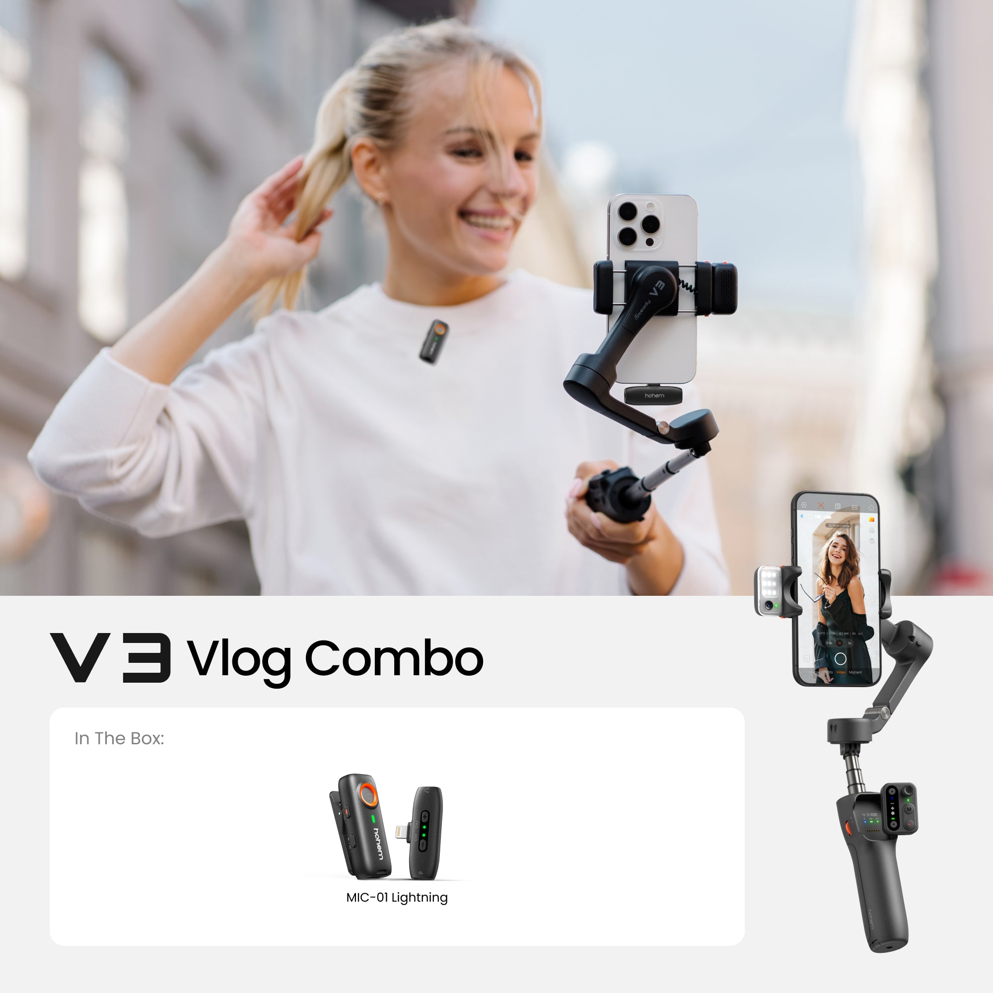 hohem isteady v3 スタビライザー ホワイト　箱付き Hohem iSteady V3 Foldable Gimbal Phone Stabilizer