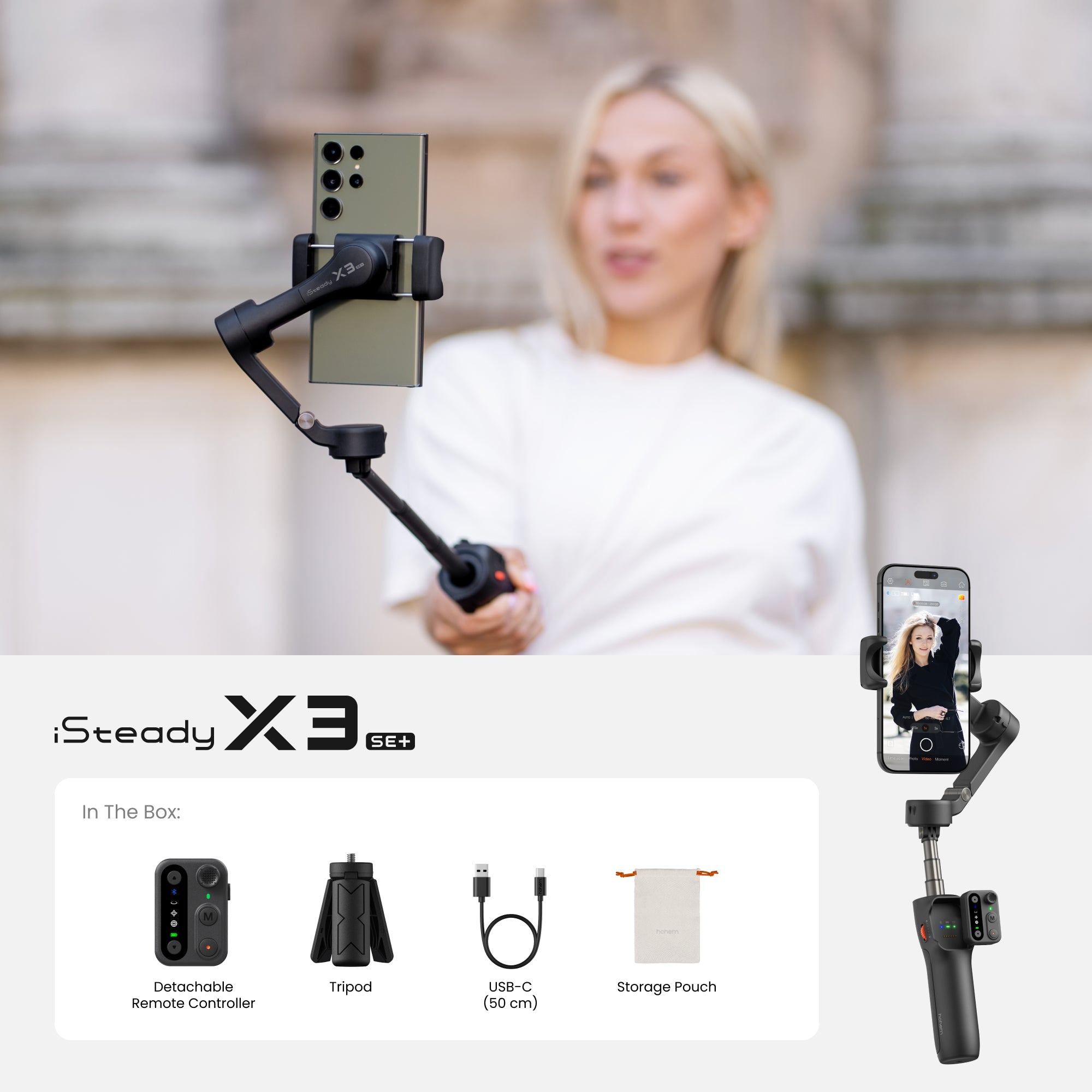 Hohem iSteady Gimbal X3 SE Plus | AI Tracking Phone Gimbal